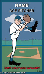 Baseball Card Gift Caricature Ace Pitcher