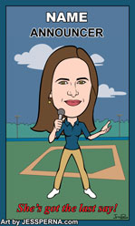 Baseball Card Gift Caricature Announcer