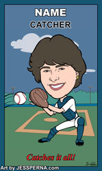 Baseball Card Gift Caricature Catcher