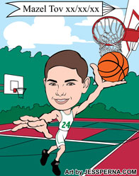Bar Mitzvah Basketball Player Gift Caricature