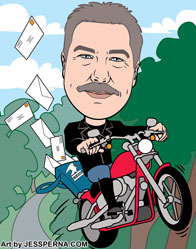 Mail Carrier Biker Retirement Gift Caricature