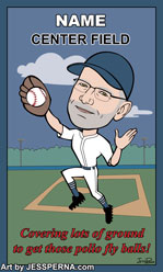 Center Field Baseball Card Caricature