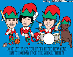Christmas Card Cartoon Art Drawn from Photo