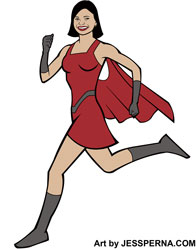 Running Superhero Woman Ad