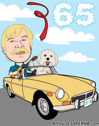 Man and Dog Retirement Cartoon 