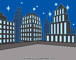 Nighttime City Background Cartoon Logo Artwork Ad