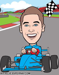 Man in Race Car Caricature
