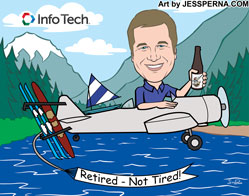 Pilot Retirement Caricature Man Flying Plane Cartoon