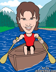 Man Rowing Boat Boat Caricature