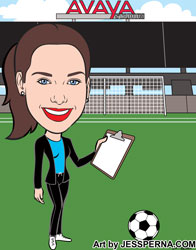 Soccer Coach with Clipboard Caricature Poster