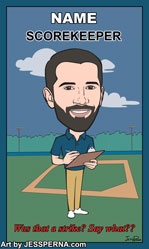 Baseball Card Gift Caricature Scroekeeper