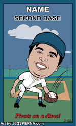 Baseball Card Gift Caricature Second Base