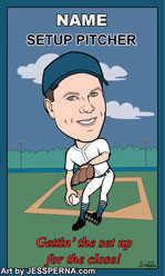 Baseball Card Gift Caricature Setup Pitcher