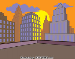 Sunset Cityscape Building Background Ad
