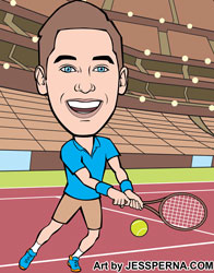 Tennis Player in Stadium Cartoon Gift Caricature