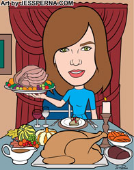 Thanksgiving Cartoon Caricature Drawn from Photo