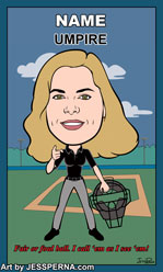 Baseball Card Gift Caricature Umpire
