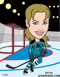 Woman Hockey Player Caricature