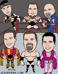 groomsmen wrestler caricature cartoons