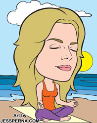 Yoga on Beach Caricature